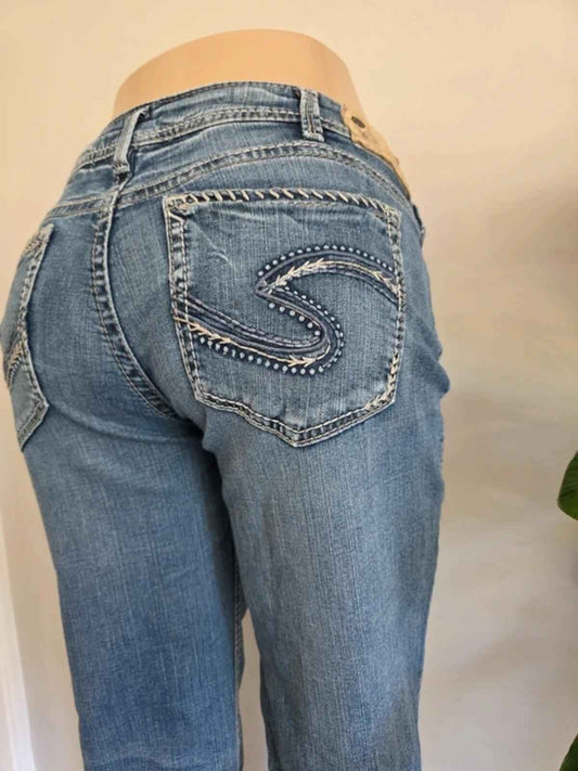 Vintage Y2K Silver Jeans Mid Rise Slim Bootcut Jeans UK Size 14