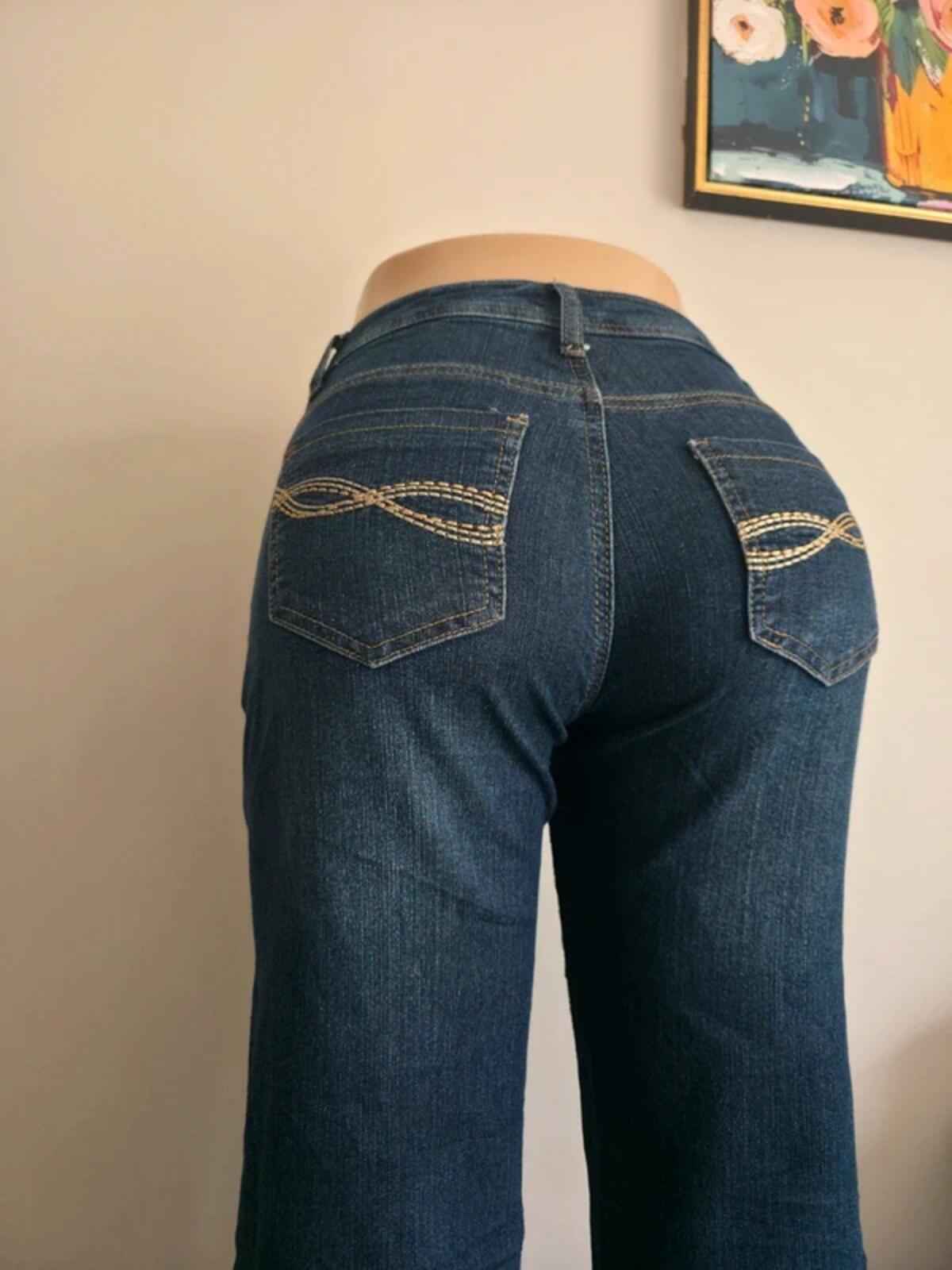 NRJ Vintage Y2K Low Rise Wide Leg Bootcut Jeans UK Size 8/10 Petite