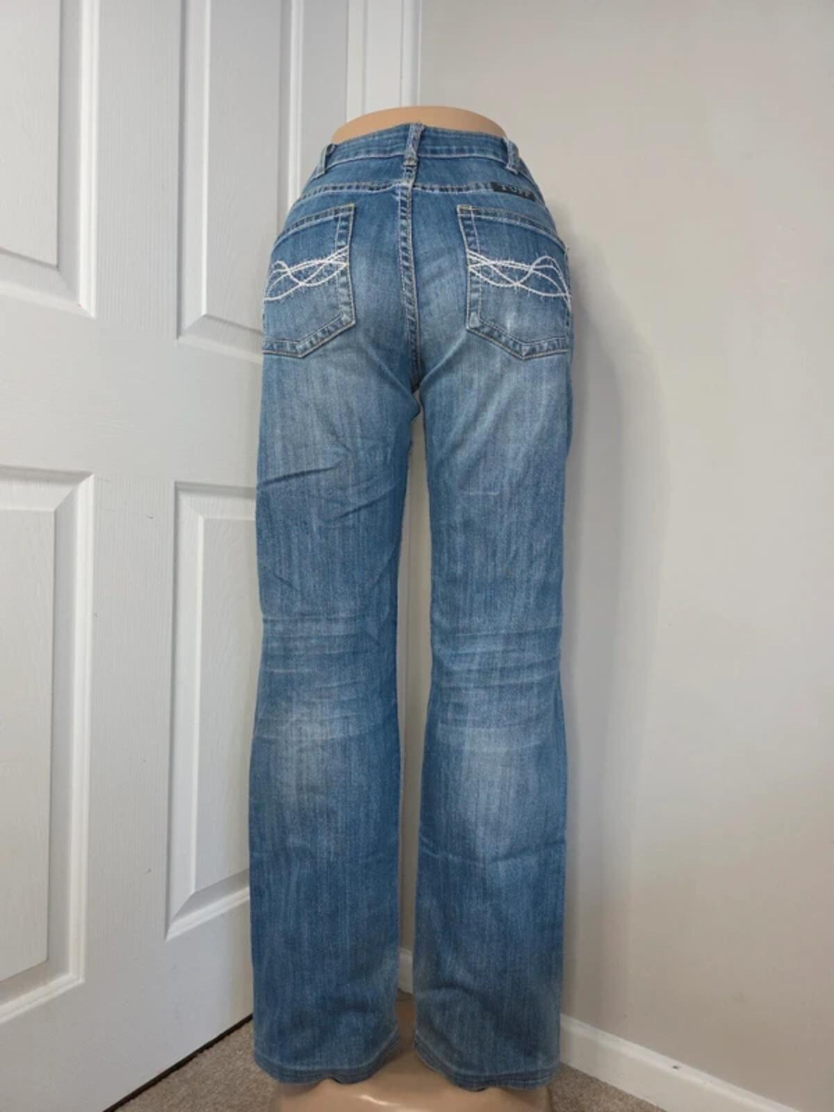 Cowgirl Tuff Mid Rise Relaxed Bootcut Jeans UK Size 10 Tall