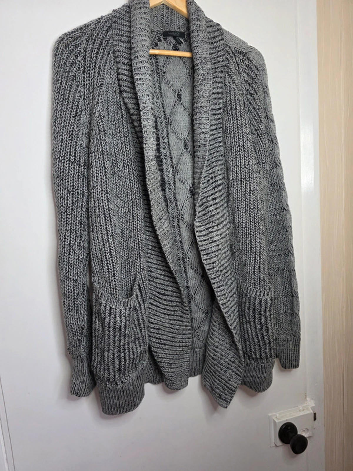 Vintage Y2K bobiBLACK Los Angeles Grey Chunky Knit Cardigan UK size 12/14