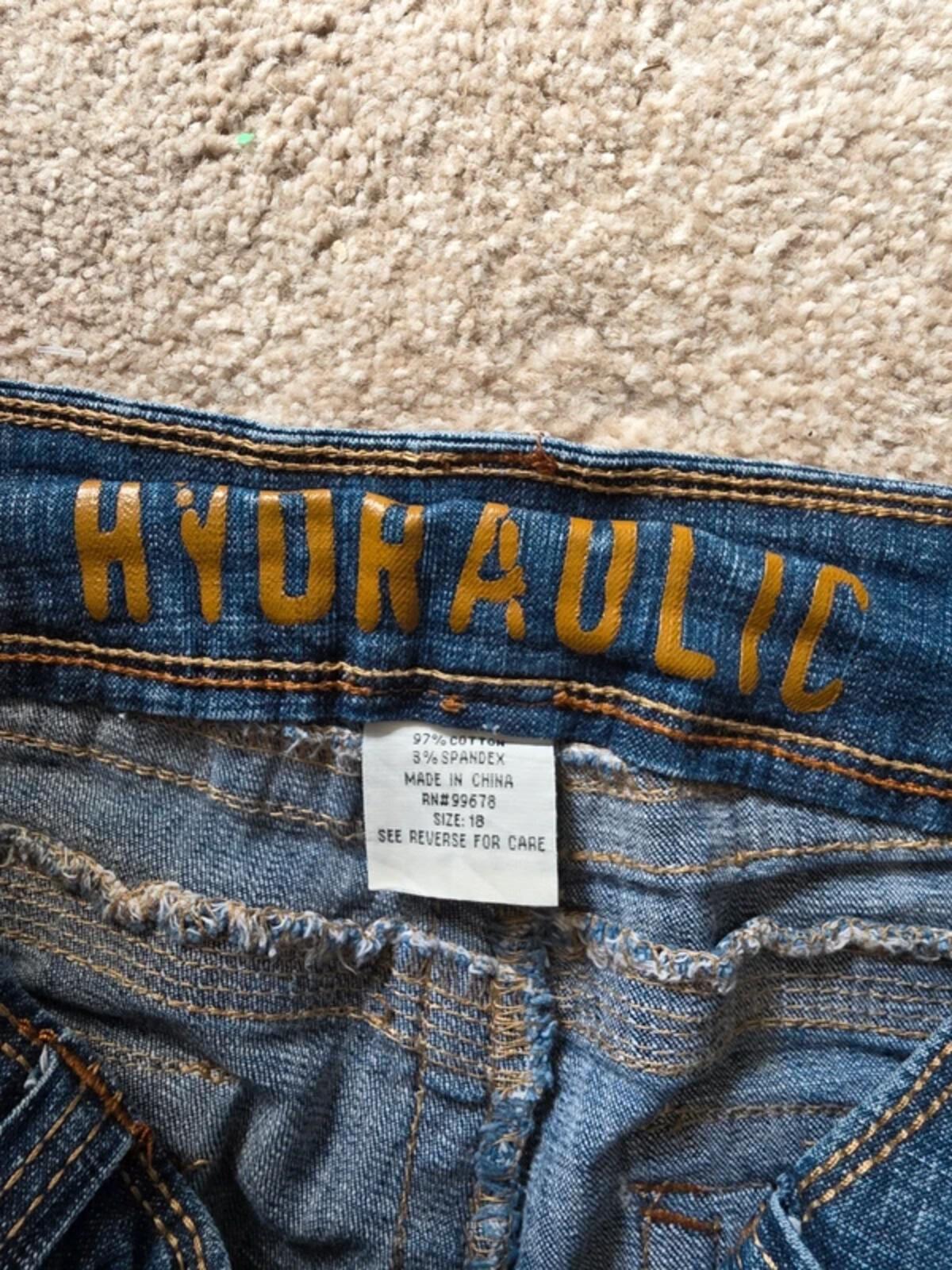 Hydraulic Vintage Y2K Mid Rise Flared Capri Convertible Jeans UK Size 18 Petite