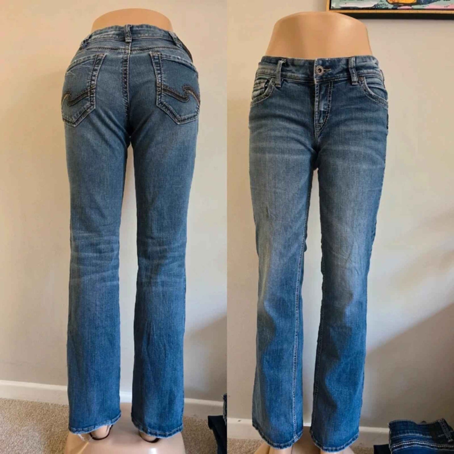 Silver Jeans Mid Rise Slim Bootcut Jeans UK Size 12