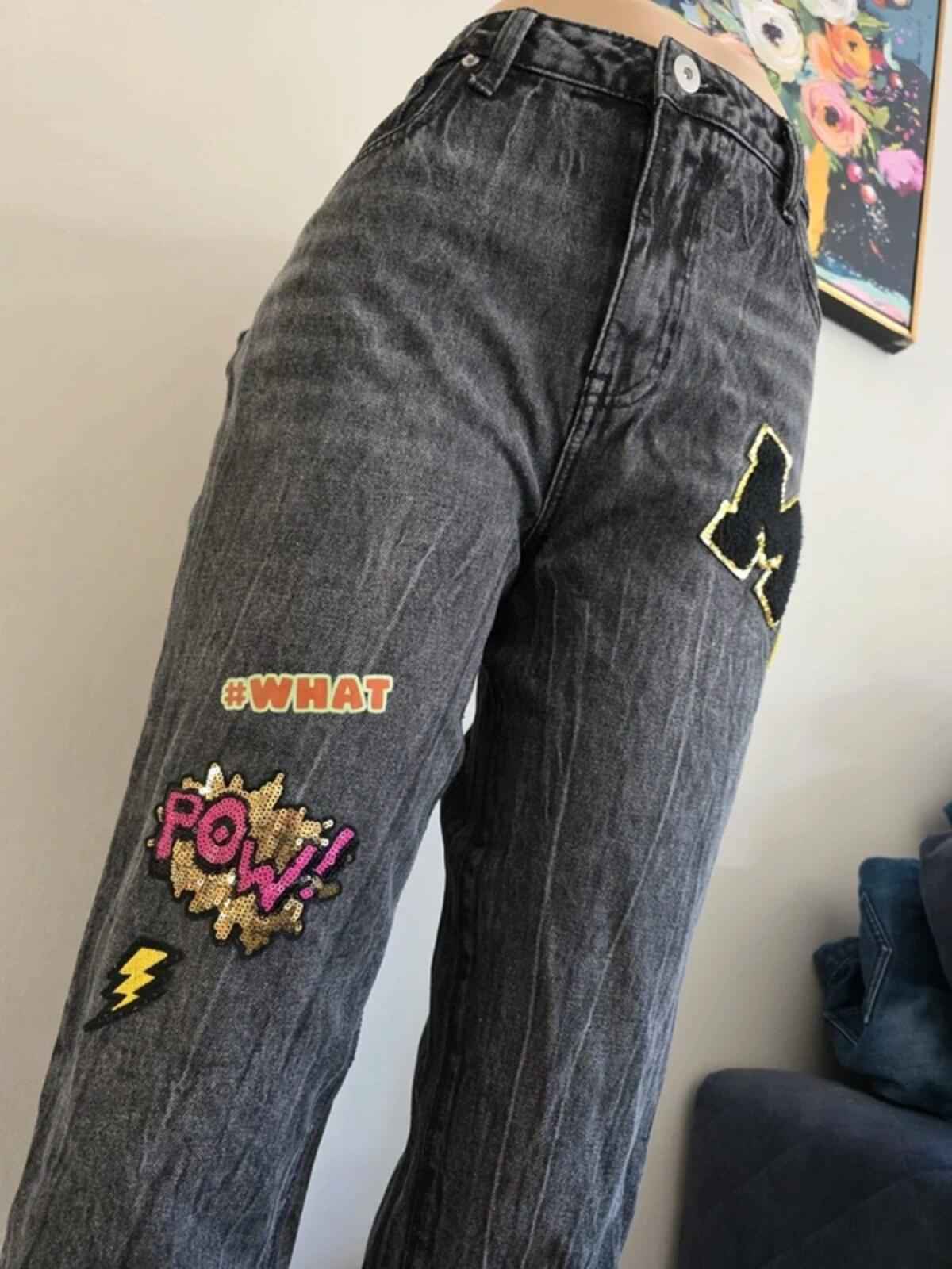 Vintage Y2K No Boundaries High Rise Skinny Patch Jeans UK Size 14