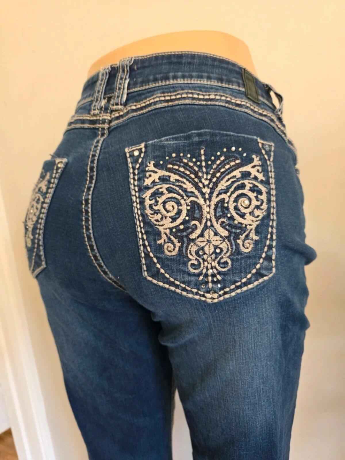 Halladay High Rise Embellished Slim Jeans UK Size 12