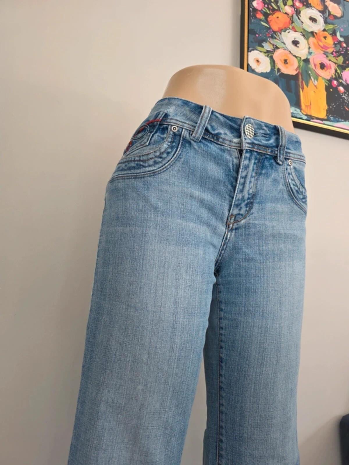 X-Mail Mid Rise Wide Leg Bootcut Vintage Y2K Jeans UK Size 10/12 Petite