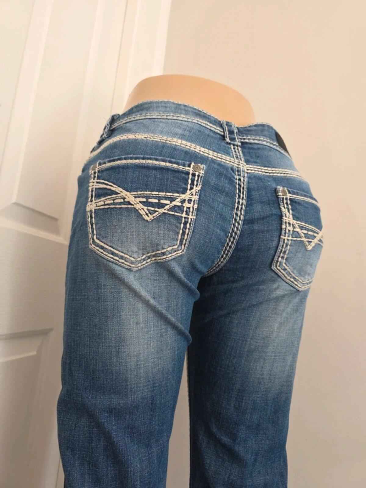 Rock & Roll Cowgirl Low Rise Bootcut Vintage Y2K Jeans UK Size 8 Tall