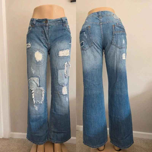 Next Vintage Y2K Mid Rise Relaxed Wide Leg Jeans UK Size 12