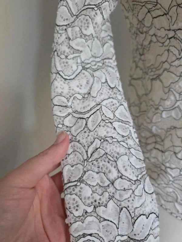 Stradivarius White Lace High Neck Top UK Size 8