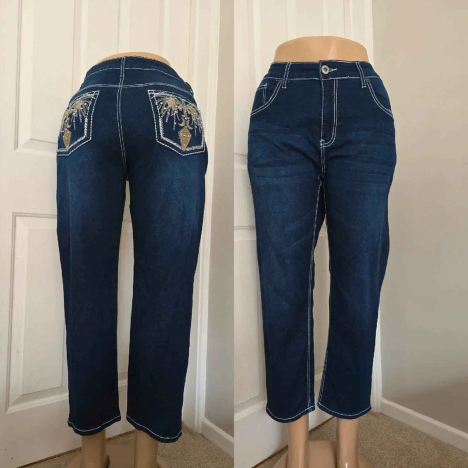 VIP Jeans High Rise Capri Vintage Y2K Jeans UK Size 16/18
