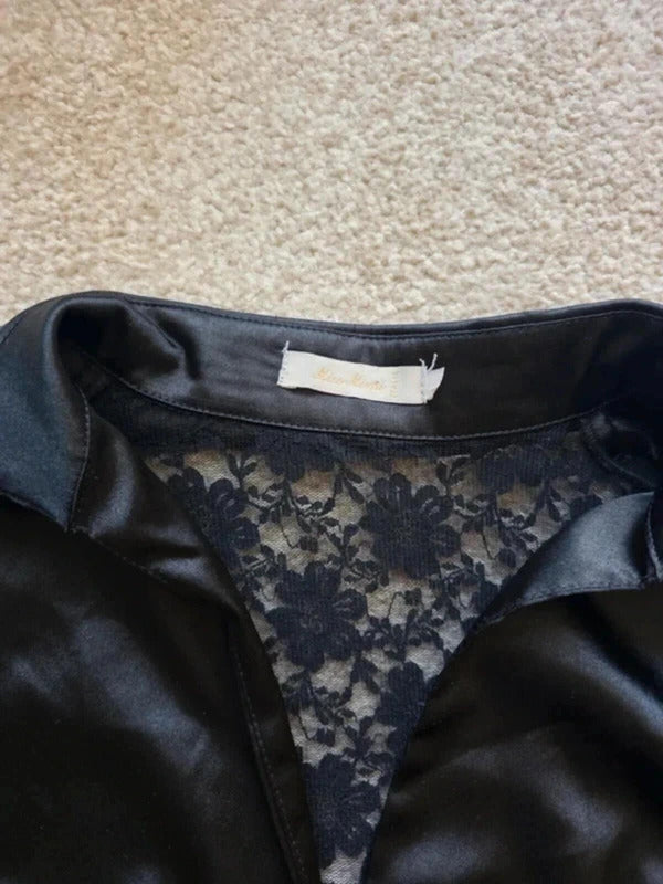 Vintage Y2K Miss Mimi Italia Lace Satin Panel Top UK Size 10
