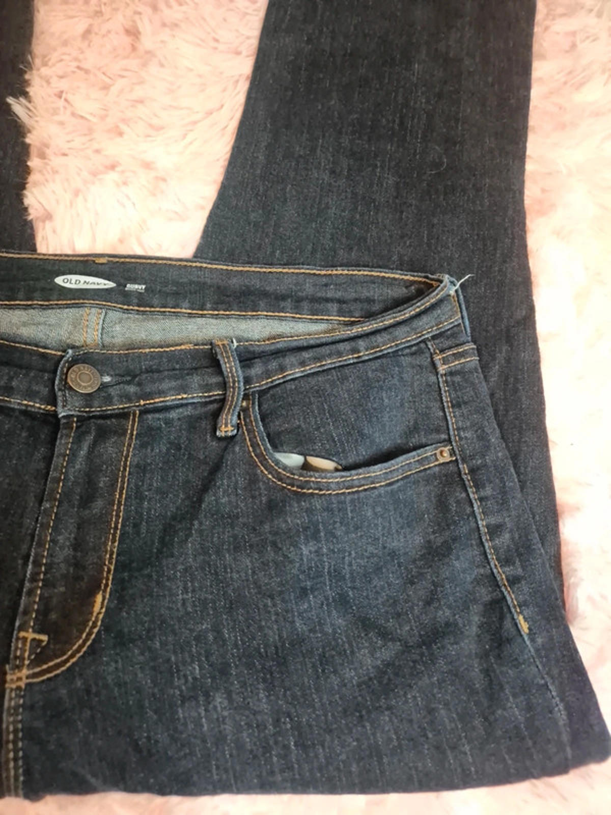 Vintage Y2K Old Navy Curvy Bootcut Jeans Mid Rise UK 14 Tall