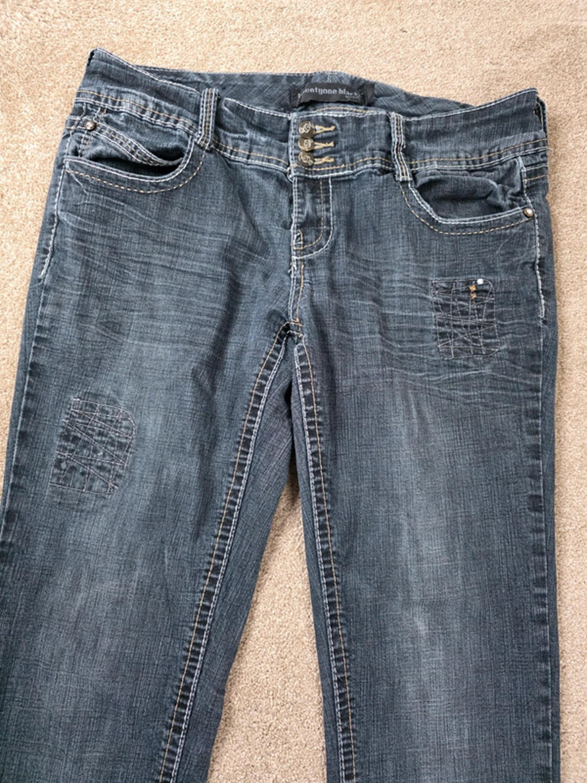 Vintage Y2K Twentyone Black Low Rise Skinny Jeans UK Size 14