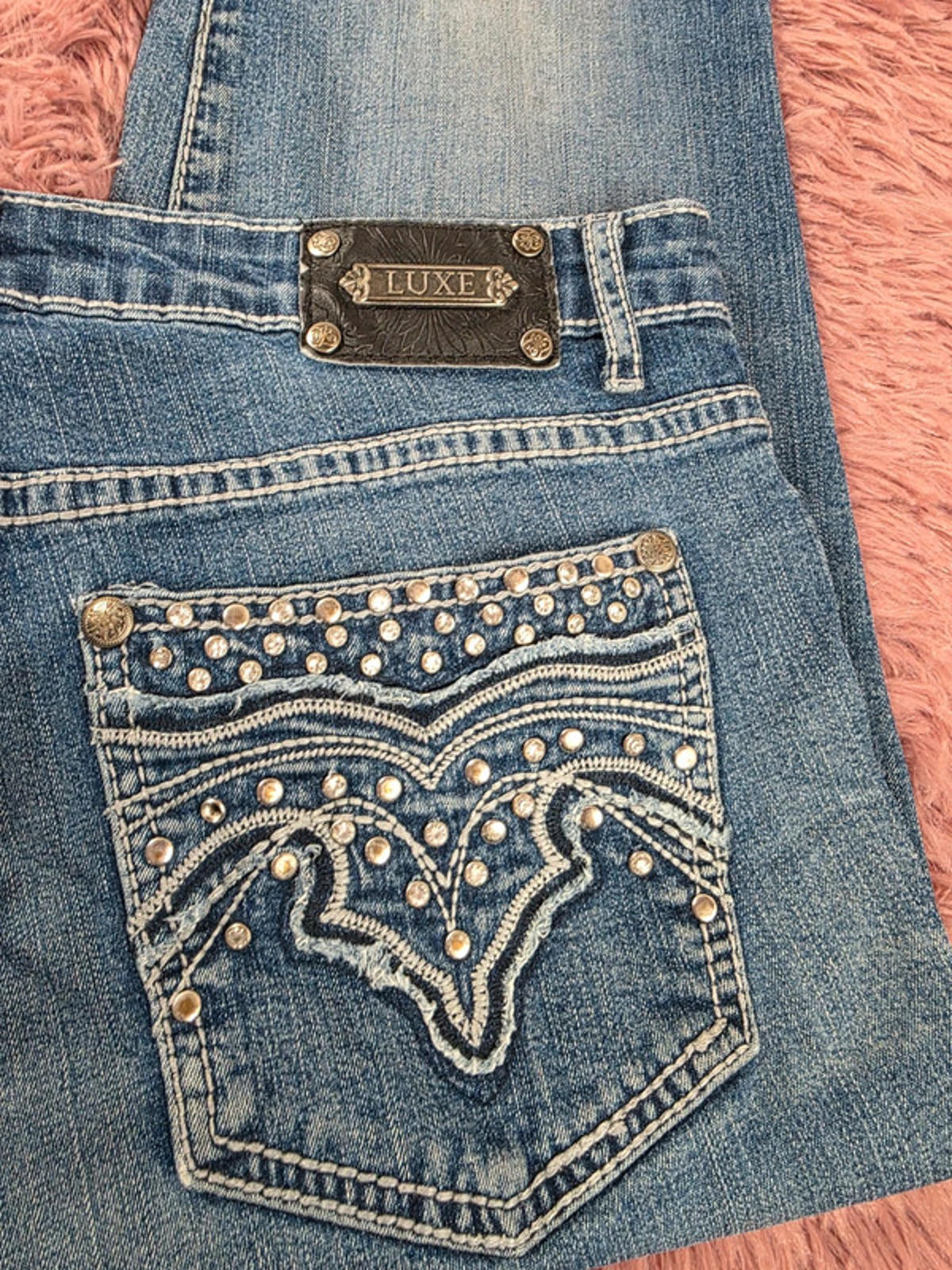 Vintage Y2K Luxe Mid Rise Bootcut Jeans UK Size 10 Petite