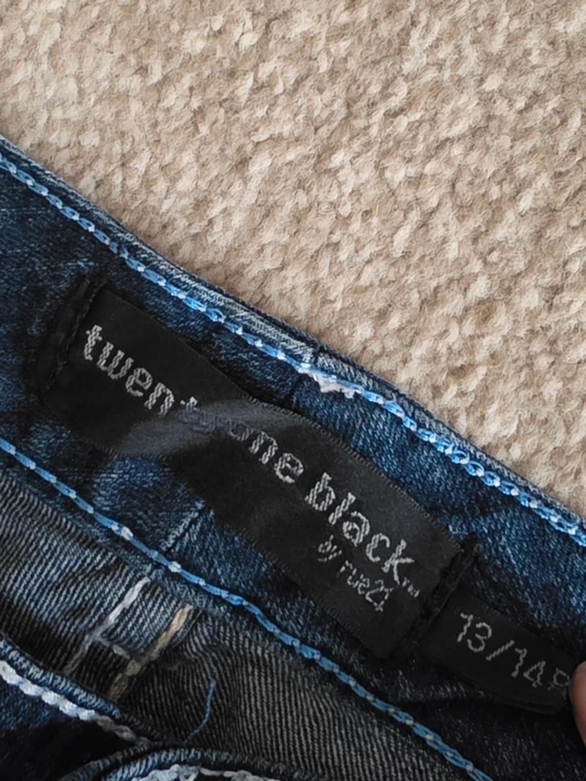Vintage Y2K Twenty One Black Mid Rise Bootcut Distressed Jeans UK Size 14