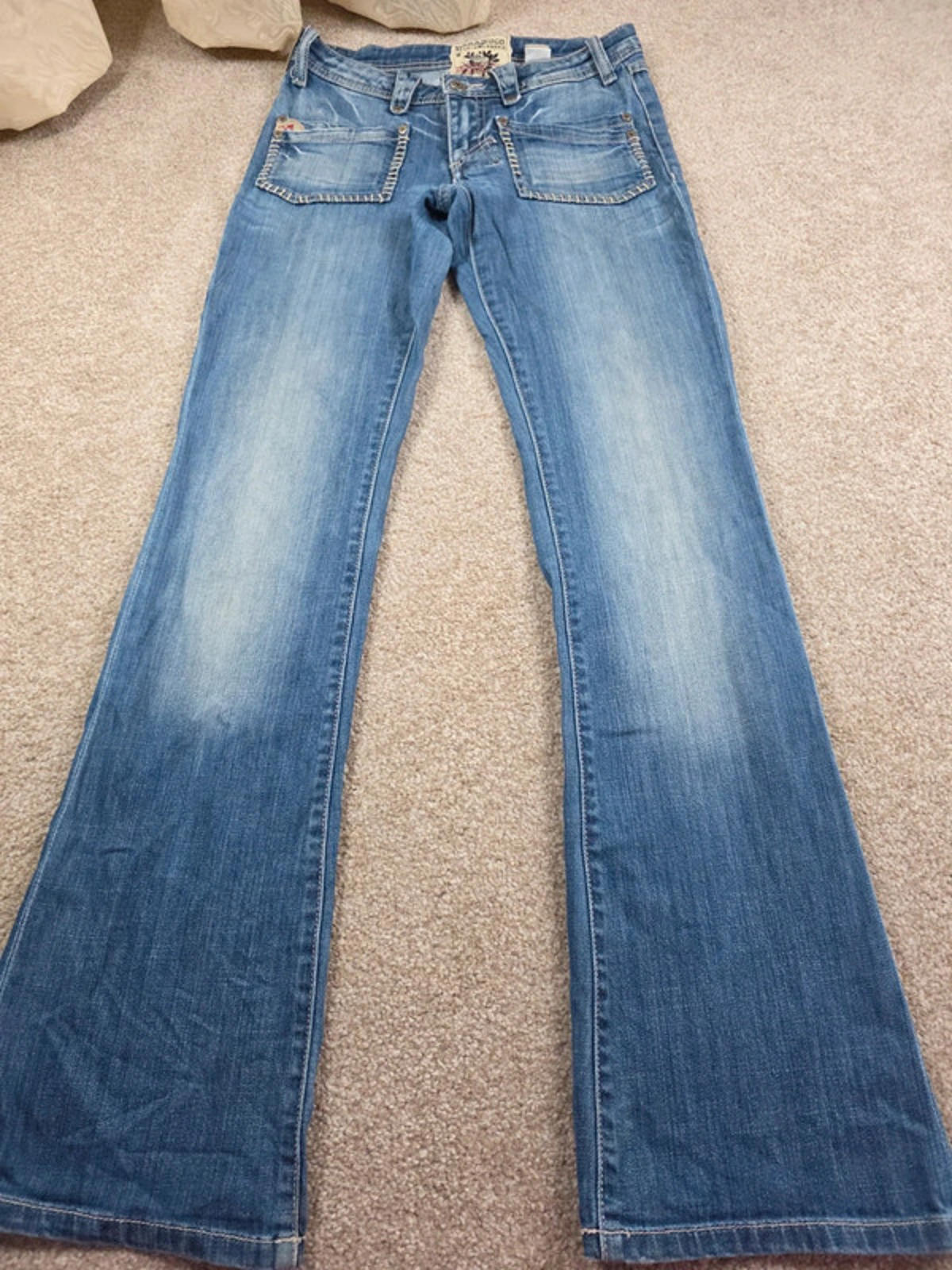 Vintage Y2K Parasuco Super Low Rise Bootcut Jeans UK Size 8