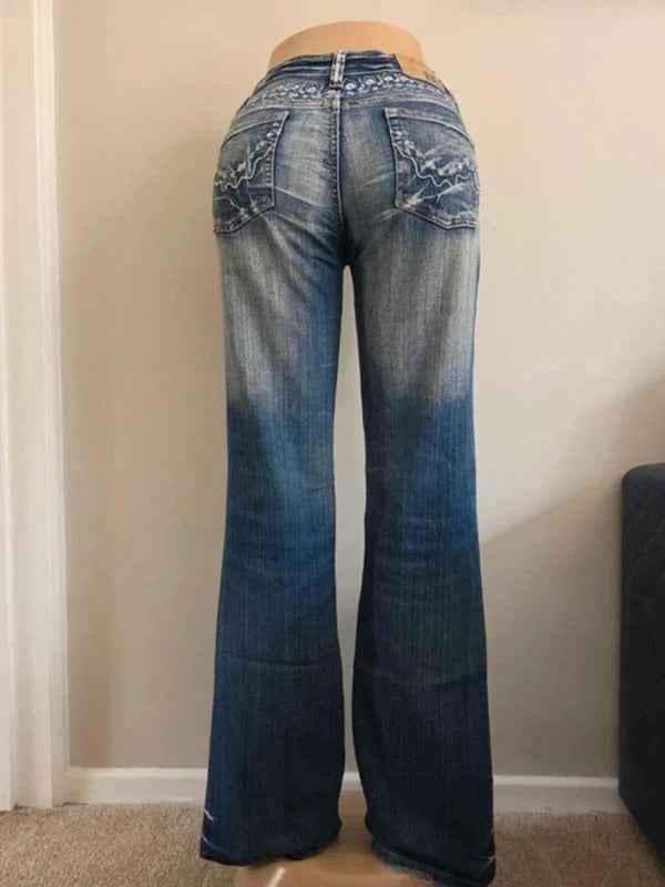 Big Spade Mid Rise Wide Leg Bootcut Vintage Y2K Jeans UK Size 8 Tall