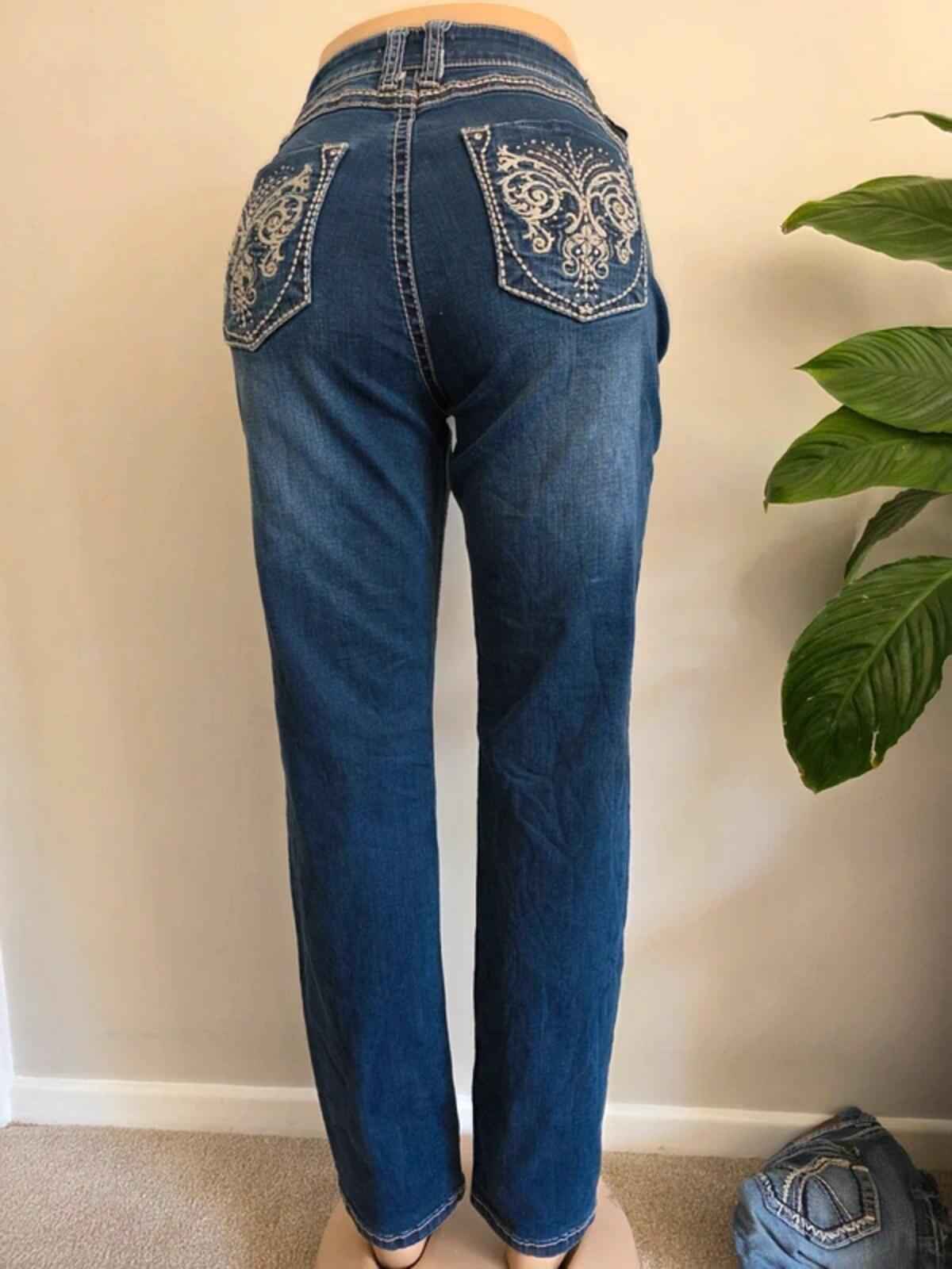 Halladay High Rise Embellished Slim Jeans UK Size 12