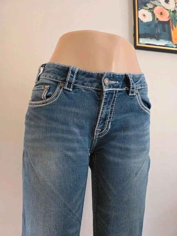 Rock & Roll Mid Rise Baby Bootcut Vintage Y2K Jeans UK Size 8 Tall