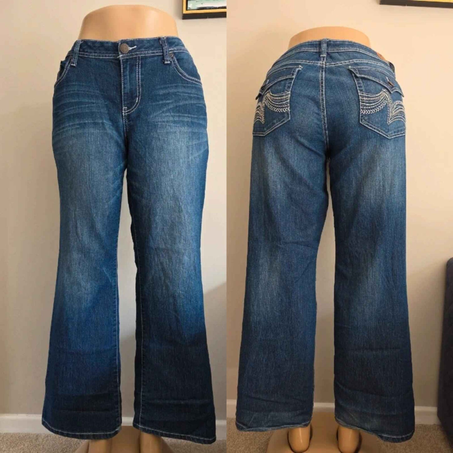 L.E.I Mid Rise Wide Leg Vintage Y2K Jeans UK Size 16 Petite
