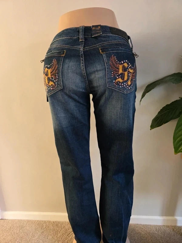 Vintage Y2K Seven7 Low Rise Slim Straight Jeans UK Size 12/14