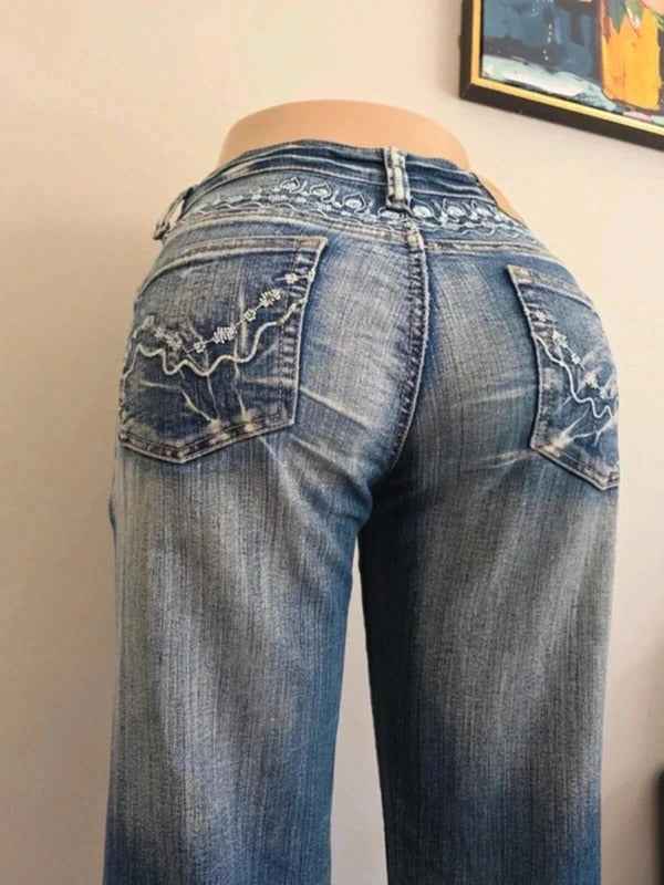 Big Spade Mid Rise Wide Leg Bootcut Vintage Y2K Jeans UK Size 8 Tall