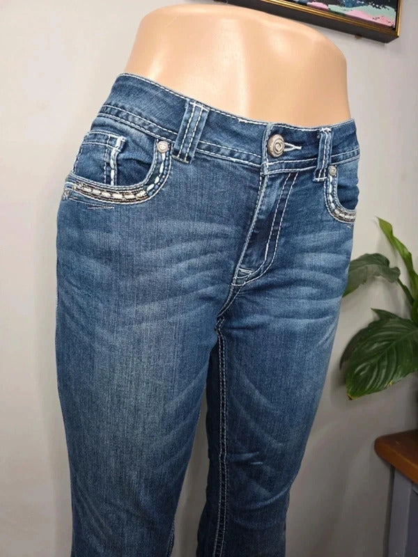 Shyanne Mid Rise Bootcut Blingy Jeans UK Size 12 Petite
