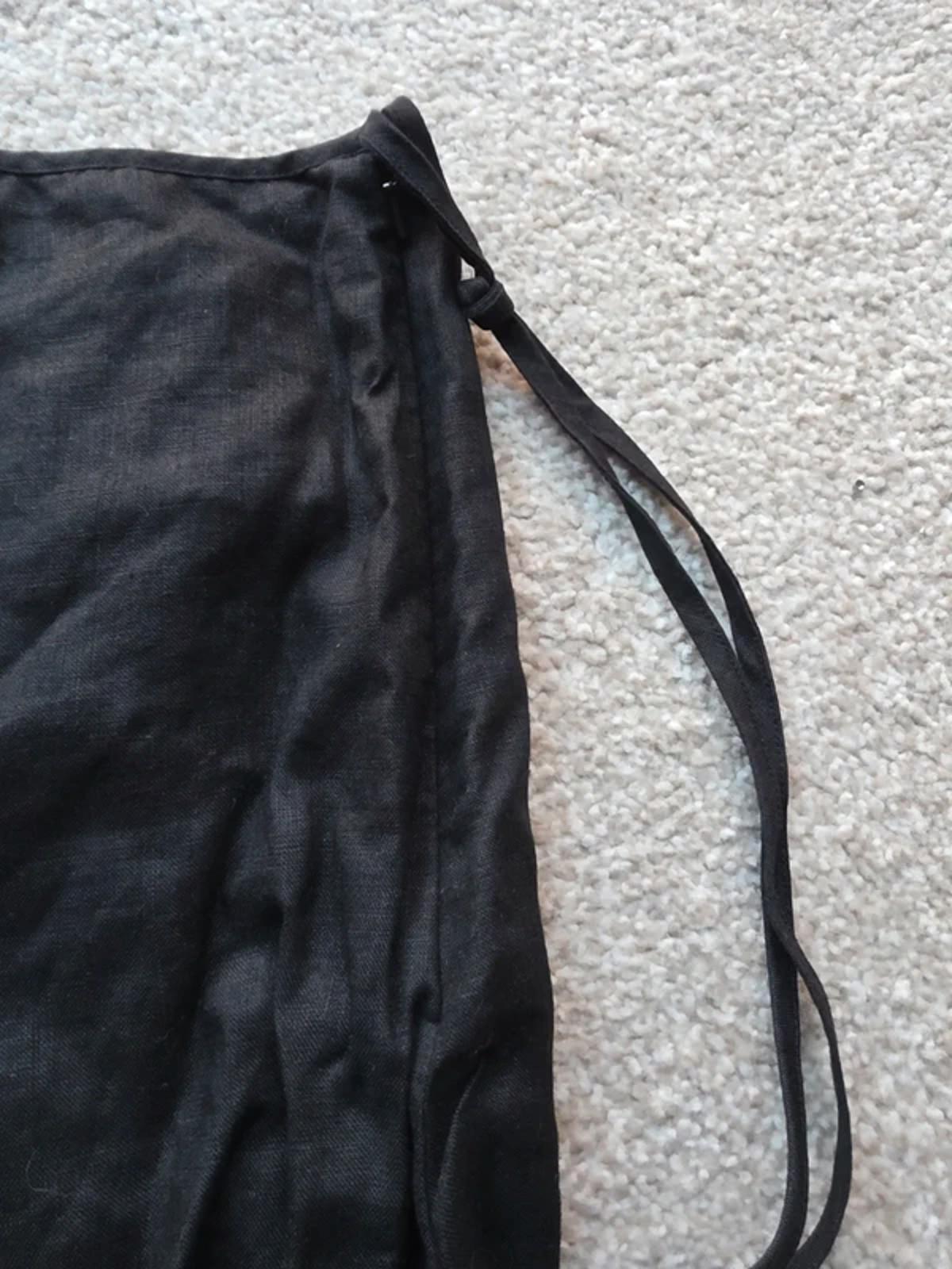 Vintage Y2K Nine West Mid Rise Black Linen Embroidered Skirt UK Size 6-8