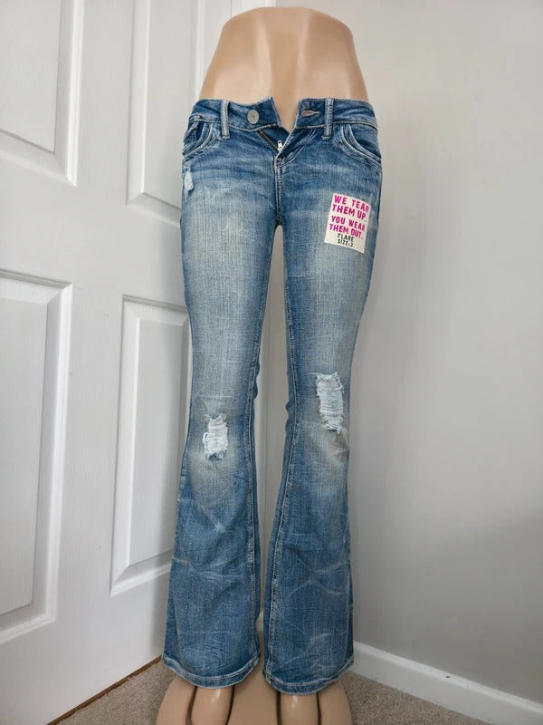 Almost Famous Ultra Low Rise Bootcut Vintage Y2K Jeans UK Size 4/6