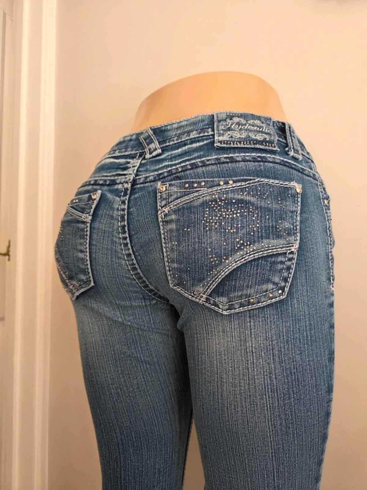 Vintage Y2K Hydraulic Low Rise Micro Bootcut Jeans UK Size 8 tall