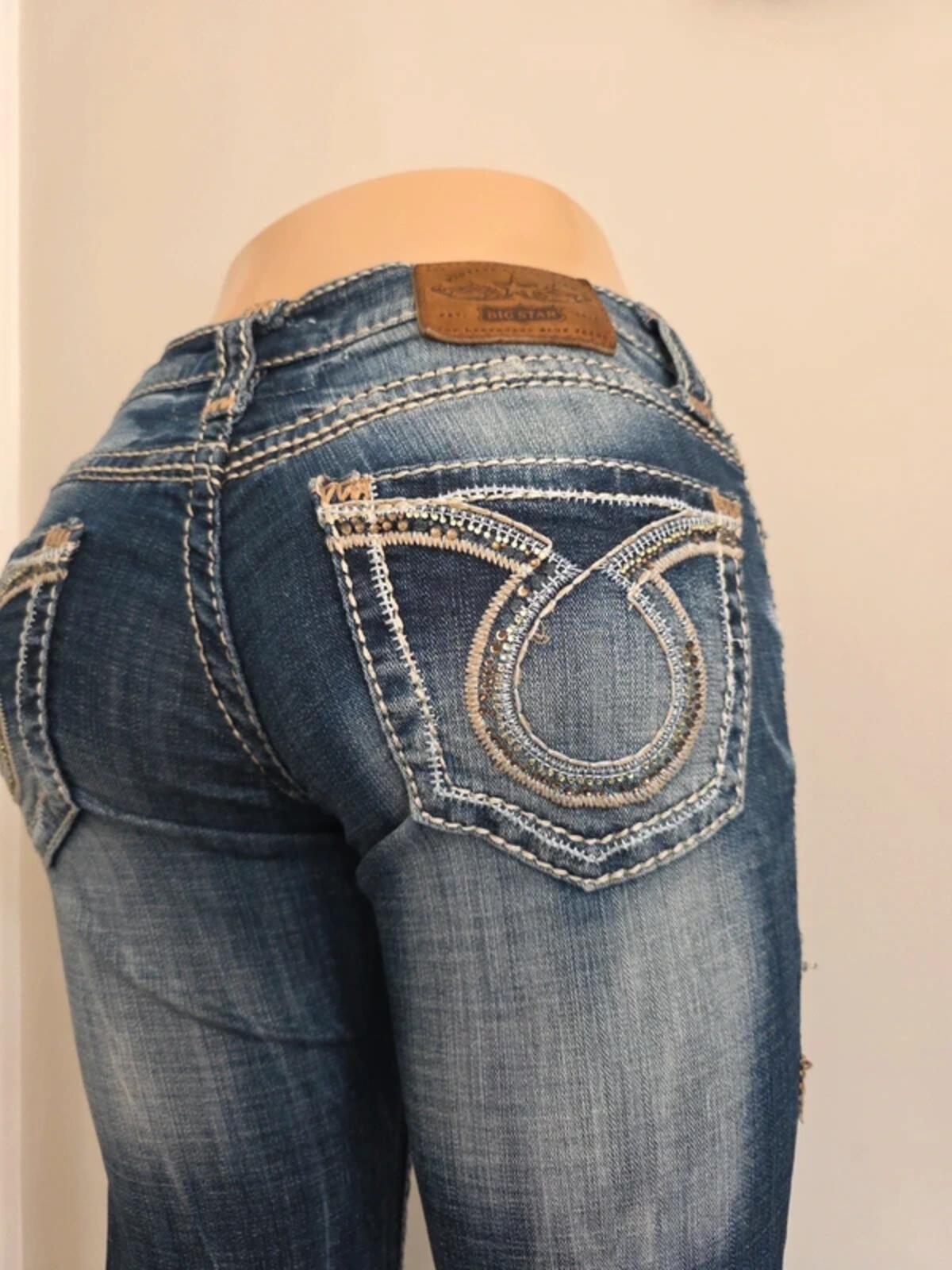 Big Star Vintage Y2K Ultra Low Rise Bootcut Jeans UK Size 6/8 Tall