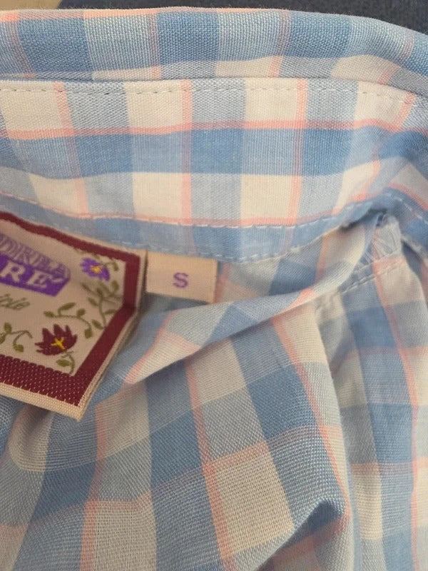 Andrea Mare & Camicie Ruffle Gingham Coquette Vintage Y2K Blouse UK Size 8