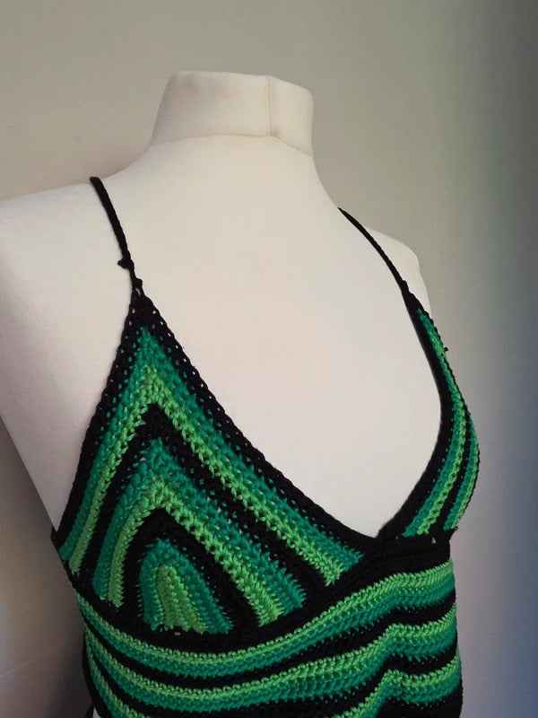 Crochet Festival Halter Crop Top UK Size 8