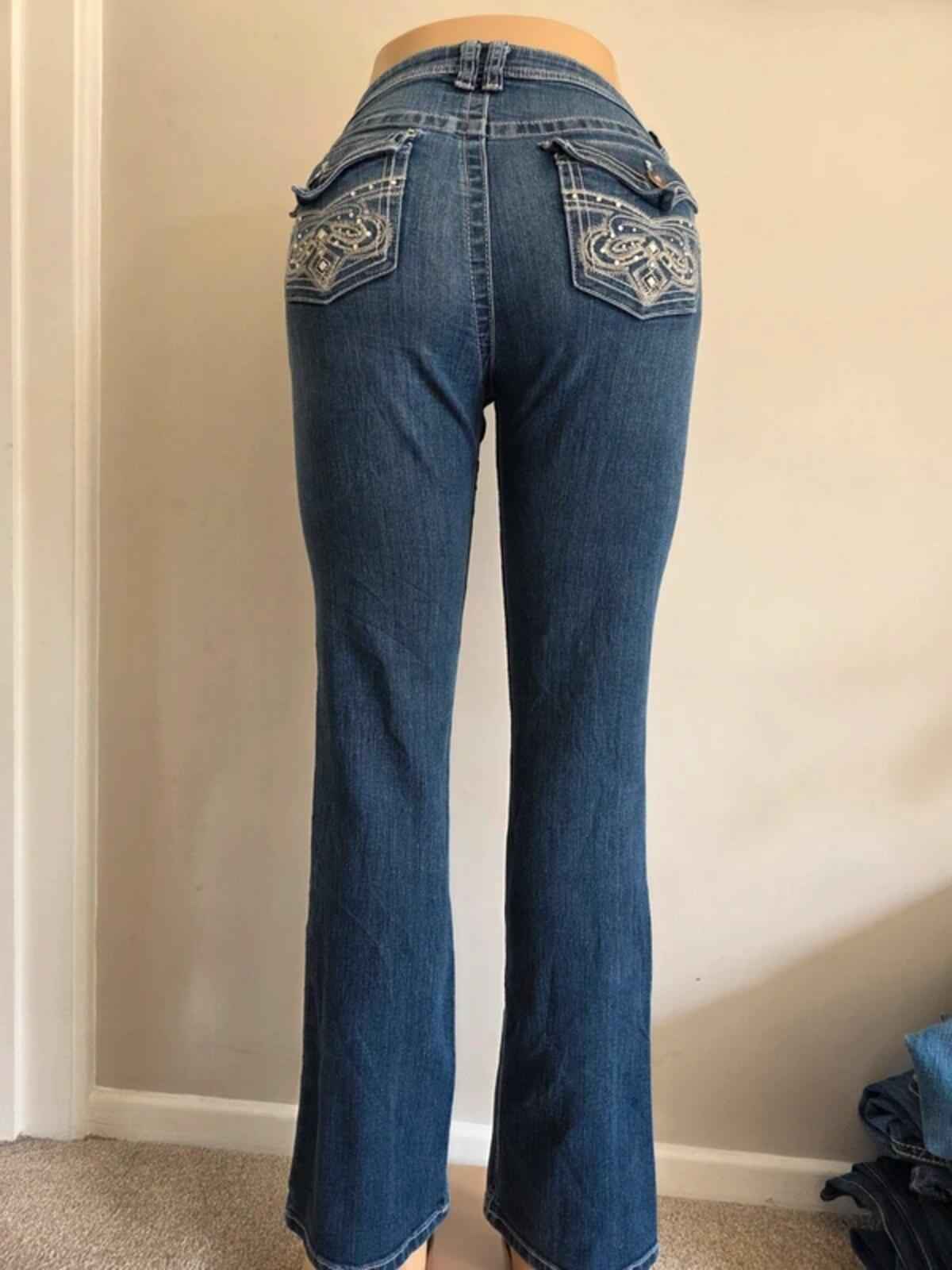 APT.9 Mid Rise Bootcut Bling Jeans UK Size 10