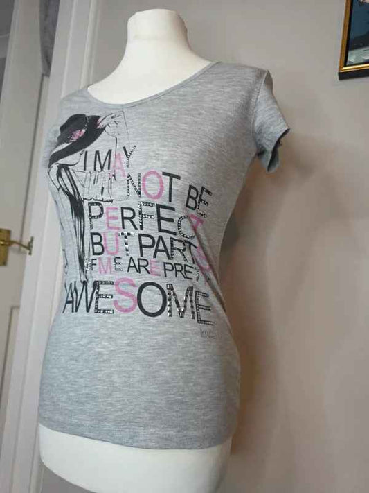 Kocca Italian Brand Graphic Slogan Fitted Top UK Size 6/8 Vintage Y2K