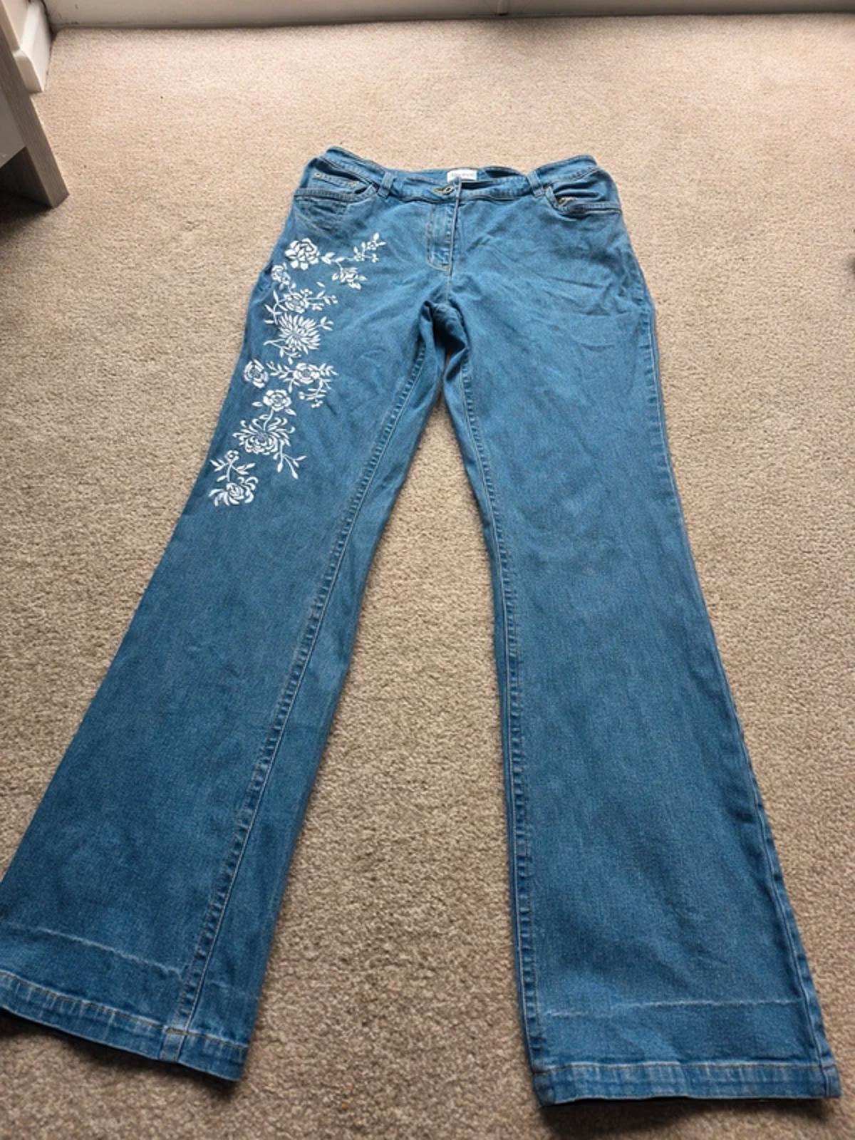 Vintage Y2K Together Mid Rise Embroidered Bootcut Jeans UK Size 12
