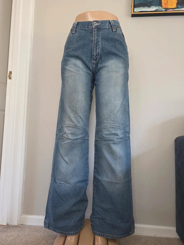 JP High Rise Baggy Wide Leg Vintage Y2K Jeans UK Size 12 Tall