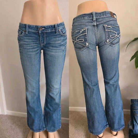 Vintage Y2K BKE Madison Ultra Low Rise Bootcut Jeans UK Size 8 Petite