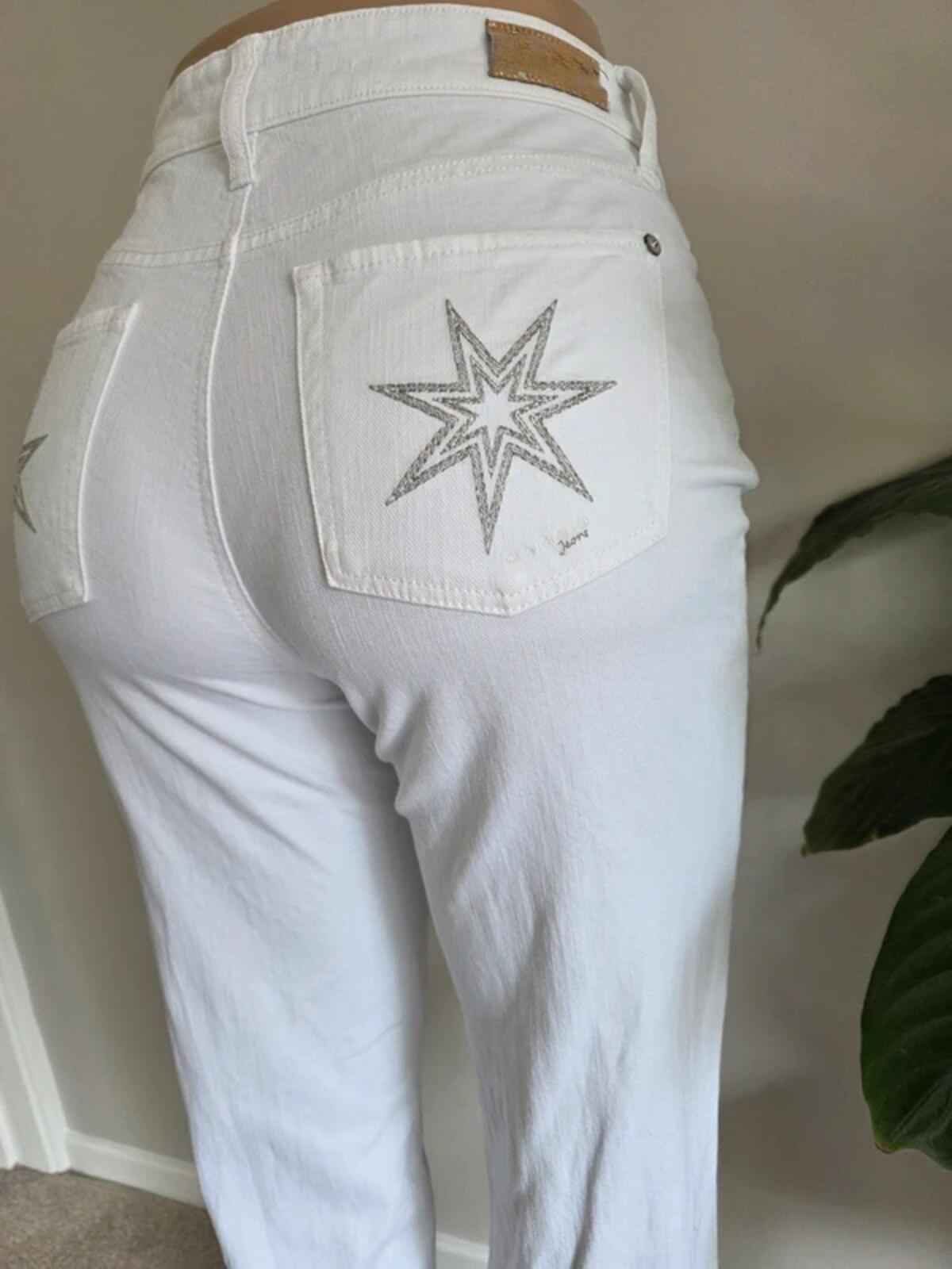 Vintage Y2K Cambio Mid Rise Straight Jeans White UK Size 12 Tall