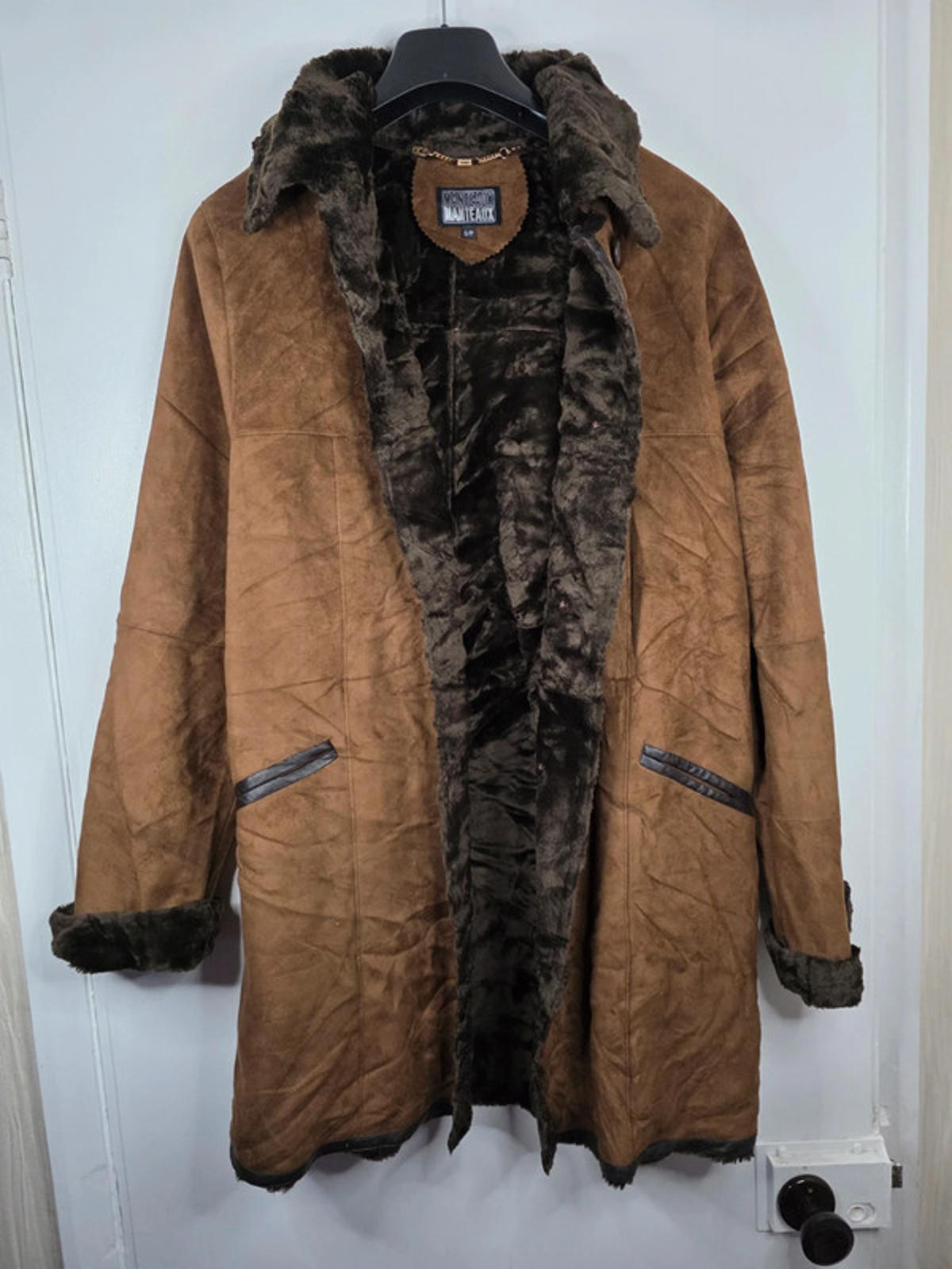 Vintage Y2K Manteaux Faux Shearling Longline Coat UK size S