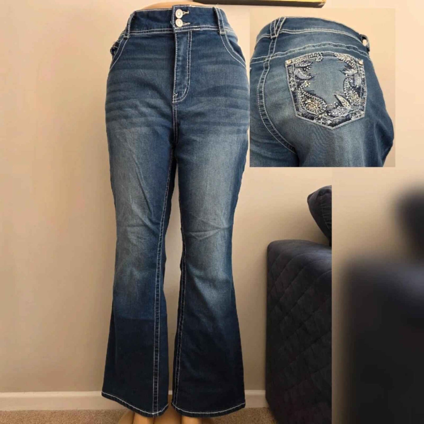 Gemma Rae High Rise Bootcut Vintage Y2K Jeans UK Size 20 Petite