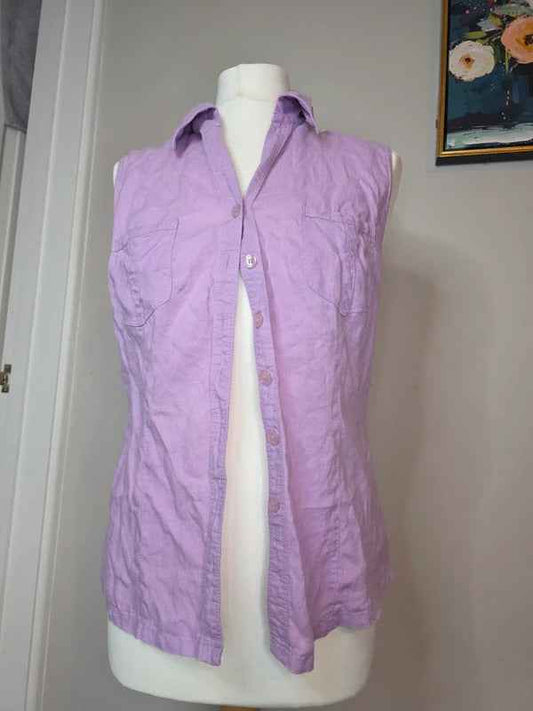 New Look Vintage Y2K Sleeveless Linen Blend Shirt UK Size 8