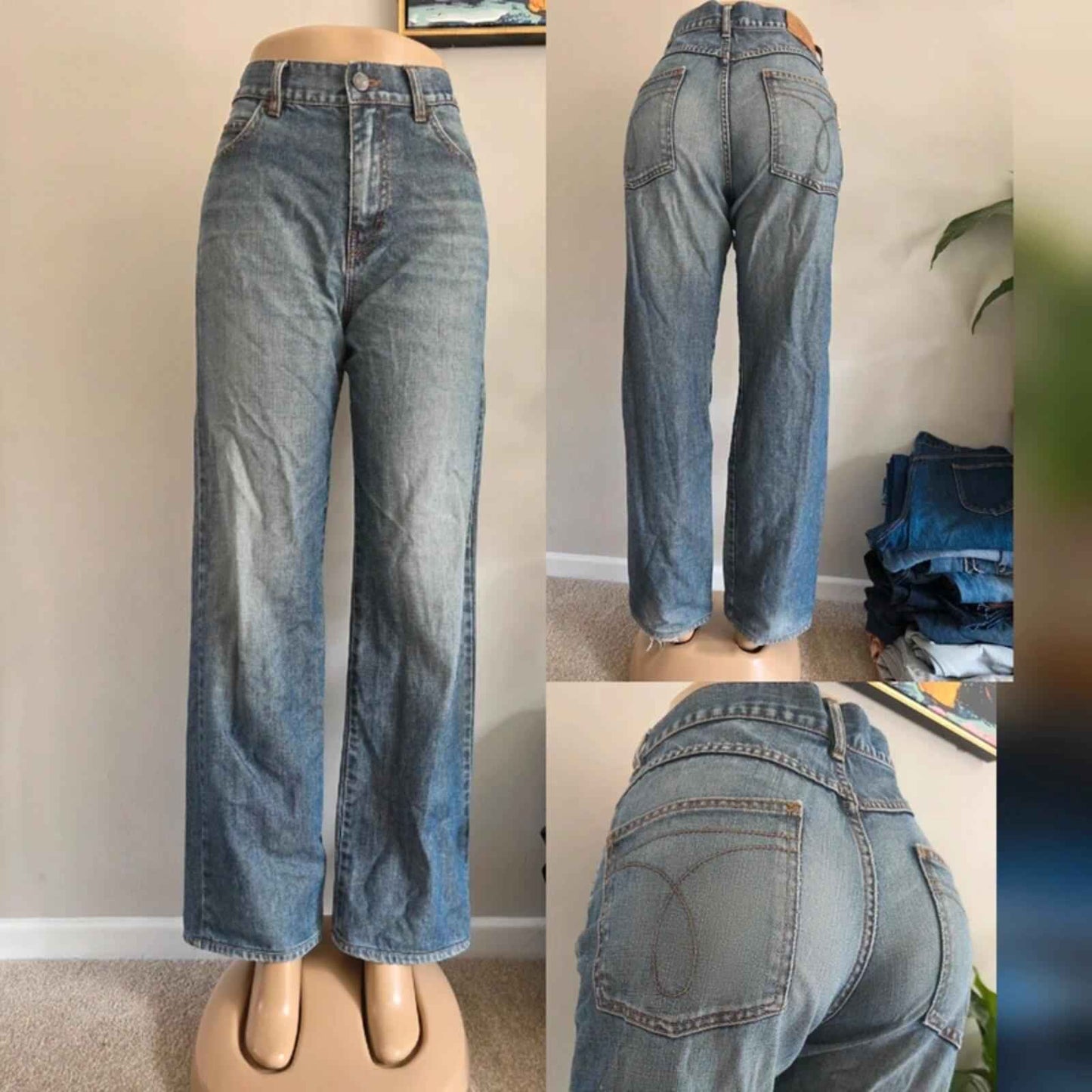 Vintage Y2K Calvin Klein High Rise Baggy Jeans UK Size 12/14