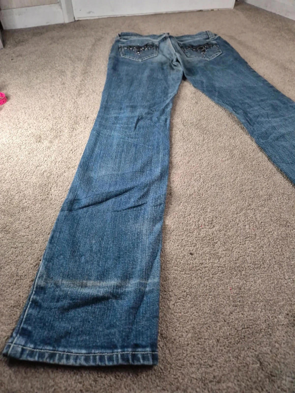 Vintage Y2K Rhinestone Low Rise straight Jeans – UK 10/12