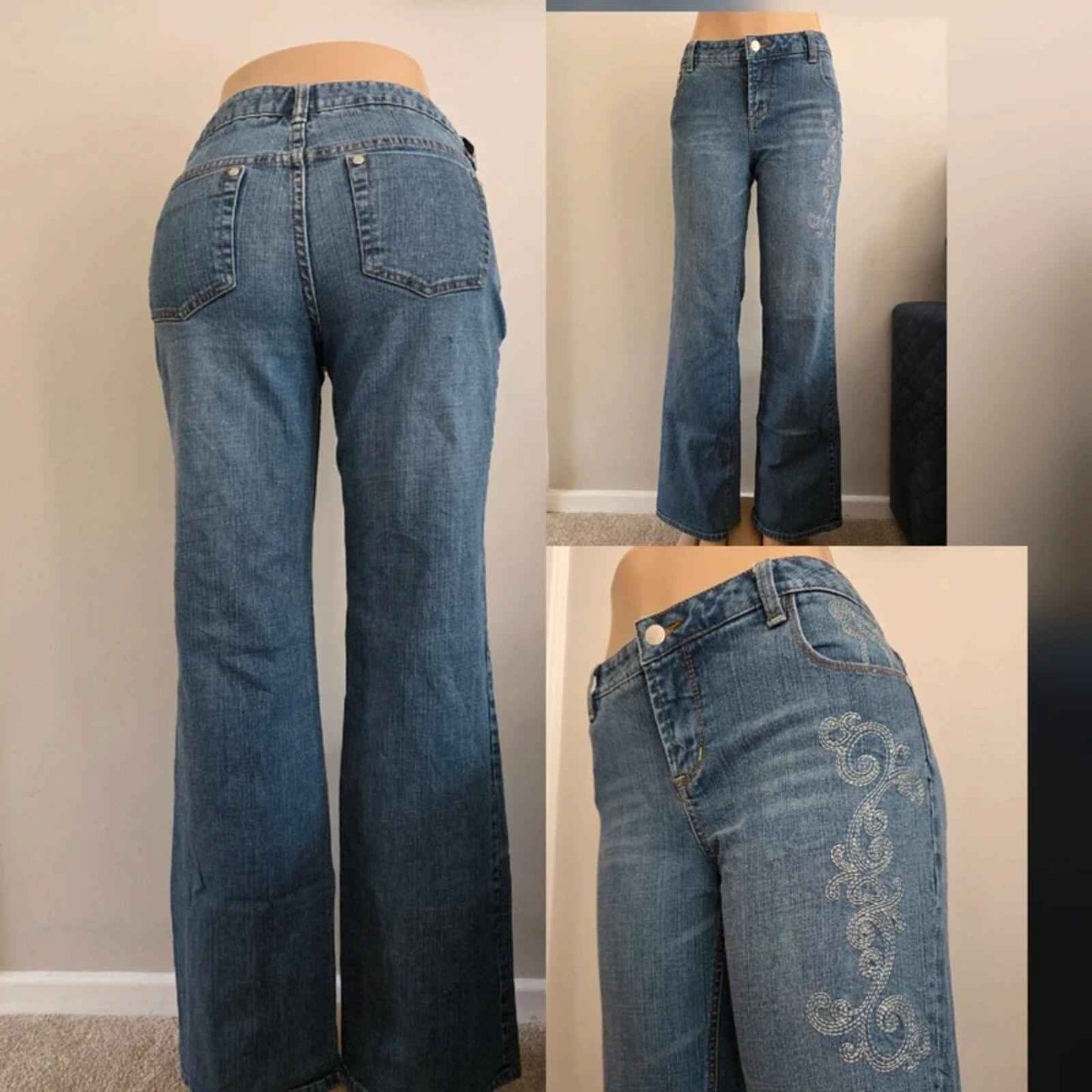 Vintage Y2K Thalia Sodi Mid Rise Flared Jeans UK Size 14