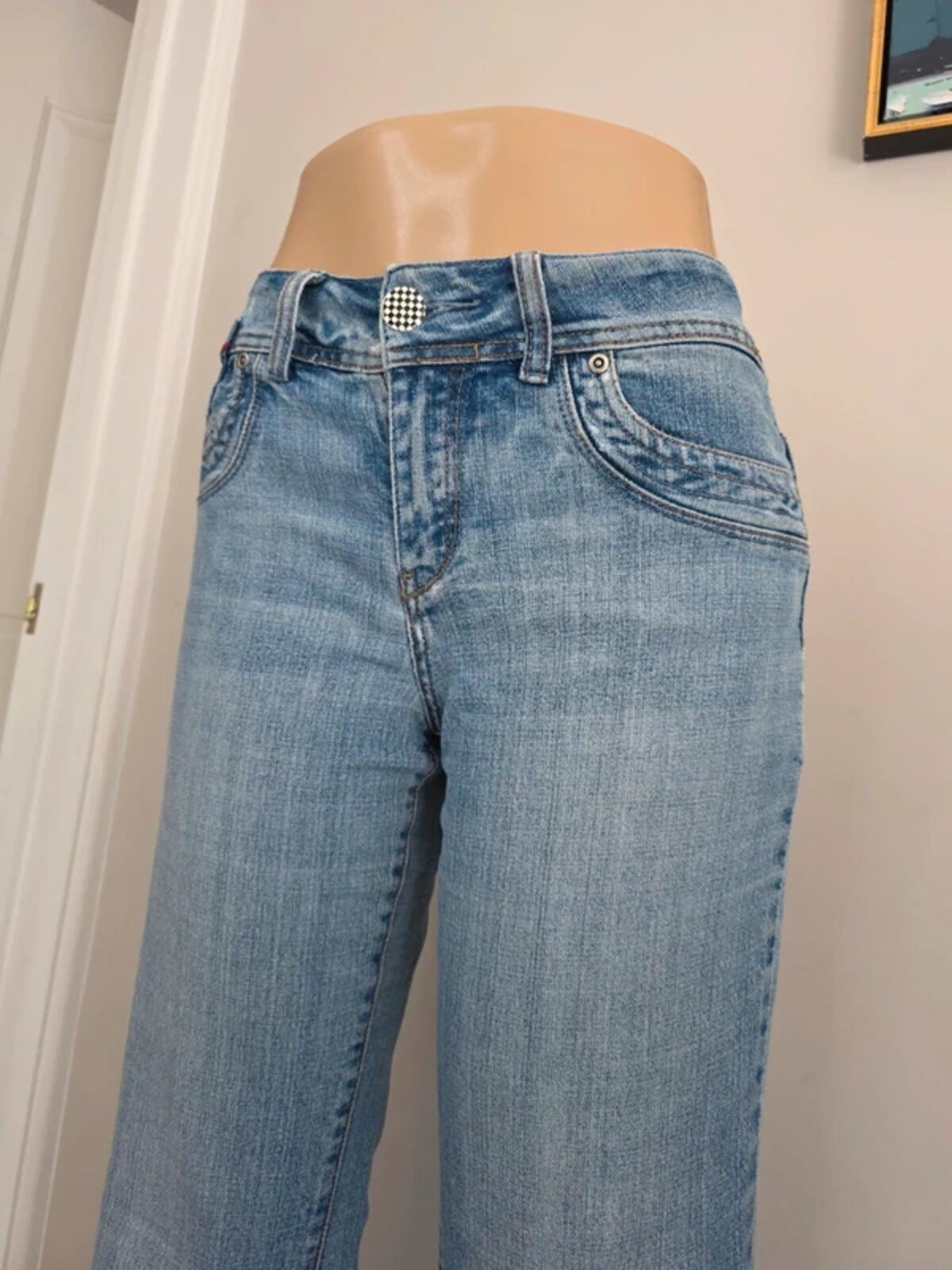 X-Mail Mid Rise Wide Leg Bootcut Vintage Y2K Jeans UK Size 10/12 Petite