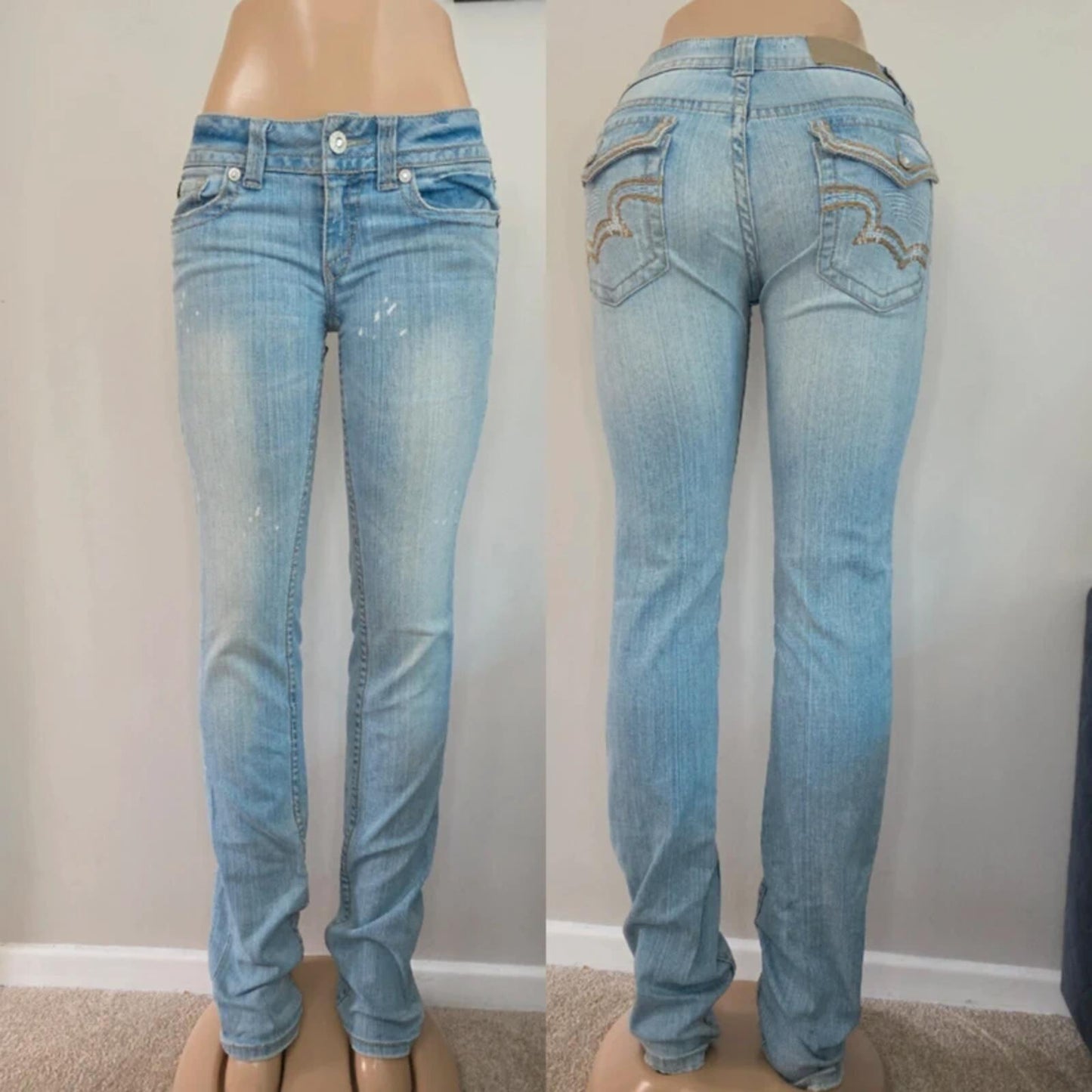 R.E.U.S.E Low Rise Straight Vintage Y2K Jeans UK Size 8 Very Tall