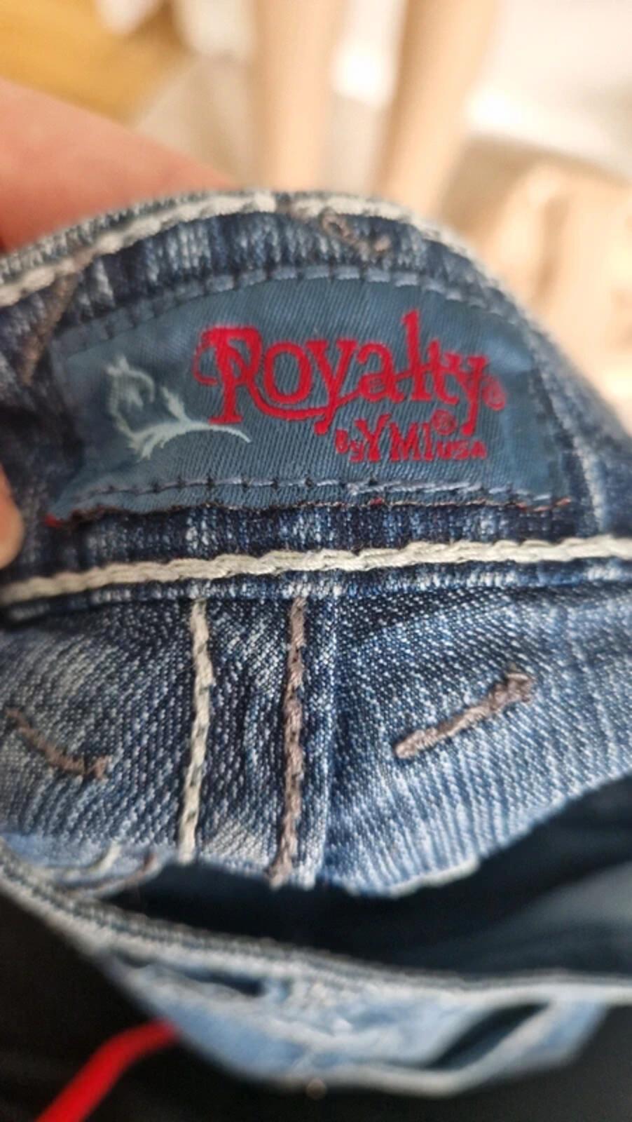 Y2K "Royalty" Mid Rise Bootcut Flared Denim Jeans UK 12