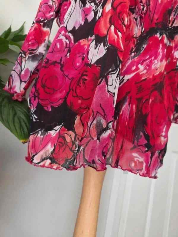 Leonora Made in Italy Floral Mesh Blouse UK Size 18