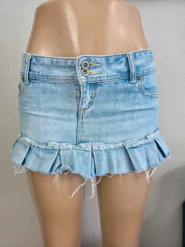 Garage Ultra Low Rise Micro Mini Vintage Y2K Denim Skirt UK Size 8