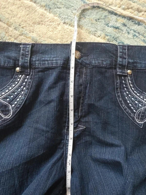 PNK Vintage Y2K Petite Mid Rise Wide Bootcut Jeans UK Size 12